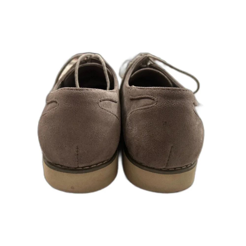 Steven Land Suede Oxford Shoes Men’s 9.5 Taupe Gray Brogue Lace Business Casual